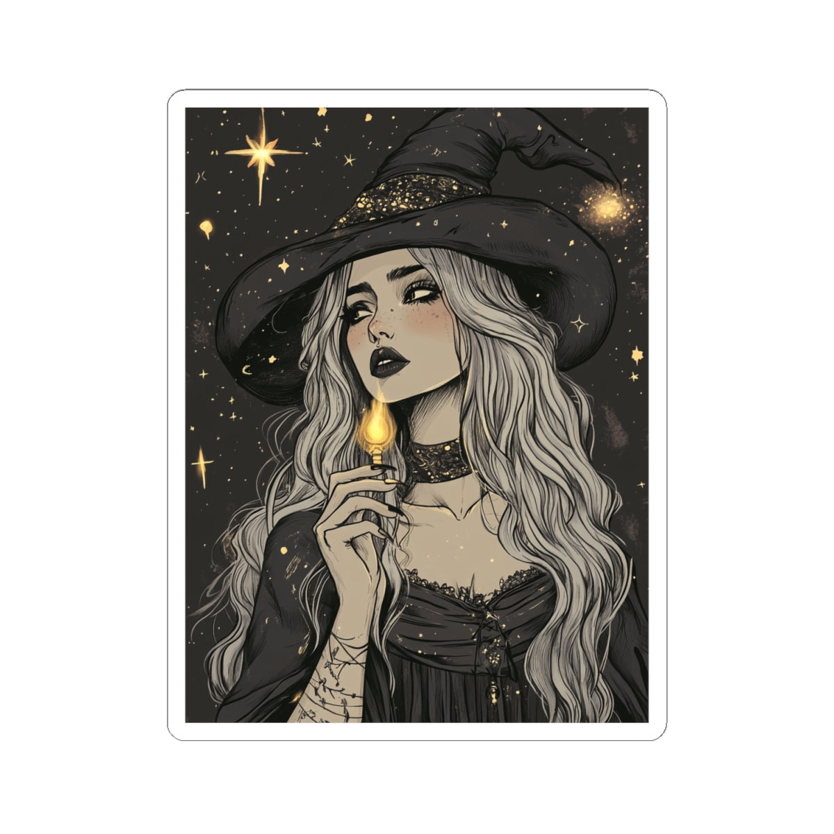 Astrology Witch Girl Sticker | Durable Vinyl | Cosmic Witch Decor | Perfect for Indoor Spaces | Quick & Bubble-Free Application