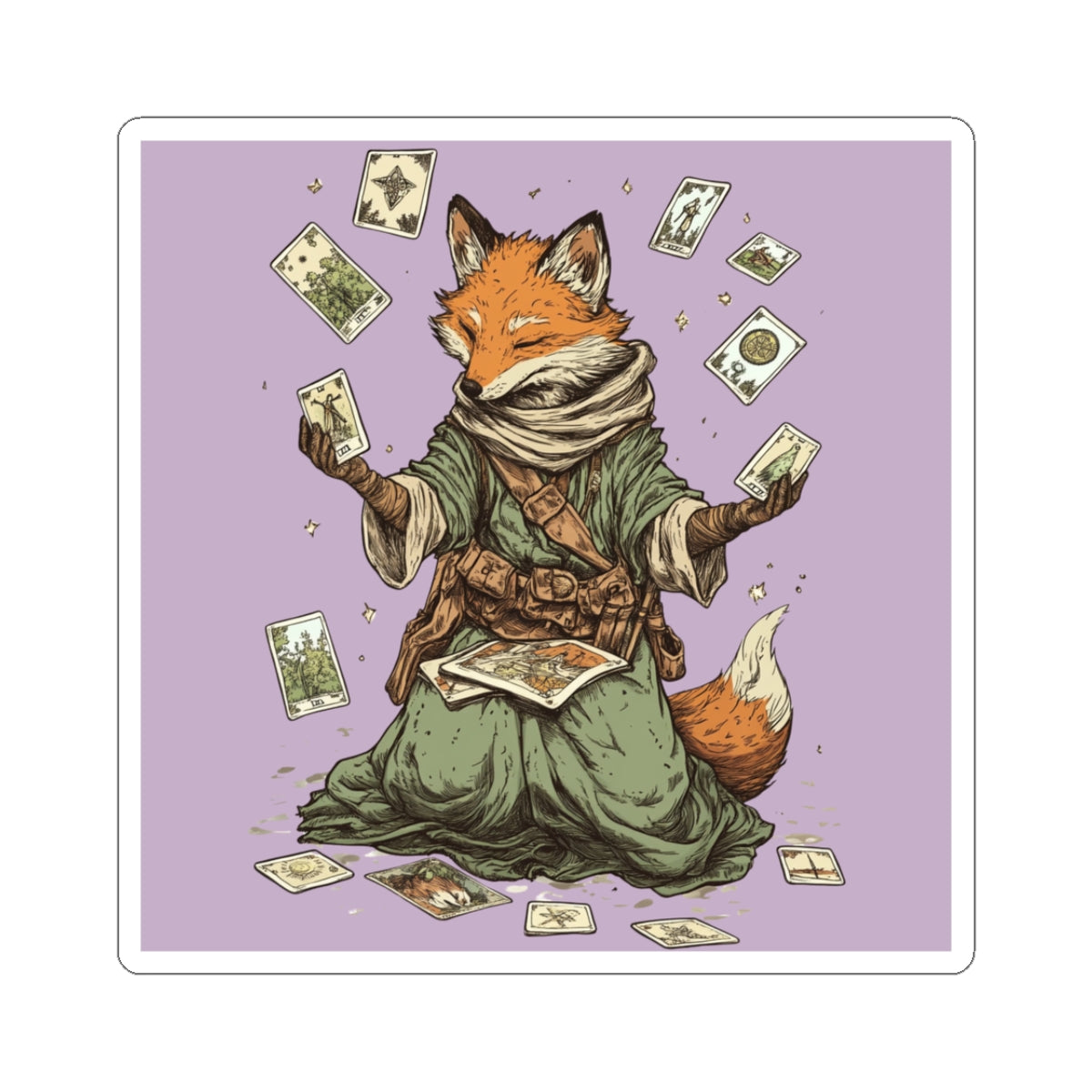 Tarot Fox Sticker - 100% Durable Vinyl, Easy Application, Perfect for Indoor Decor