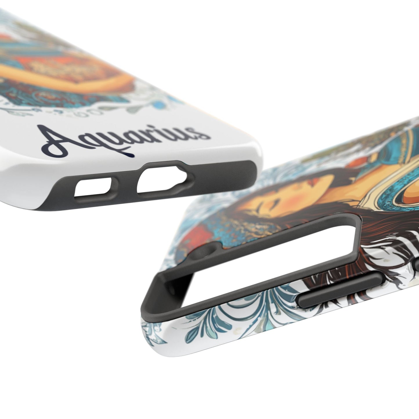Aquarius Zodiac Phone Case – Impact-Resistant, Polycarbonate Shell, TPU Lining, Wireless Charging Compatible, Glossy Finish, Shockproof Design