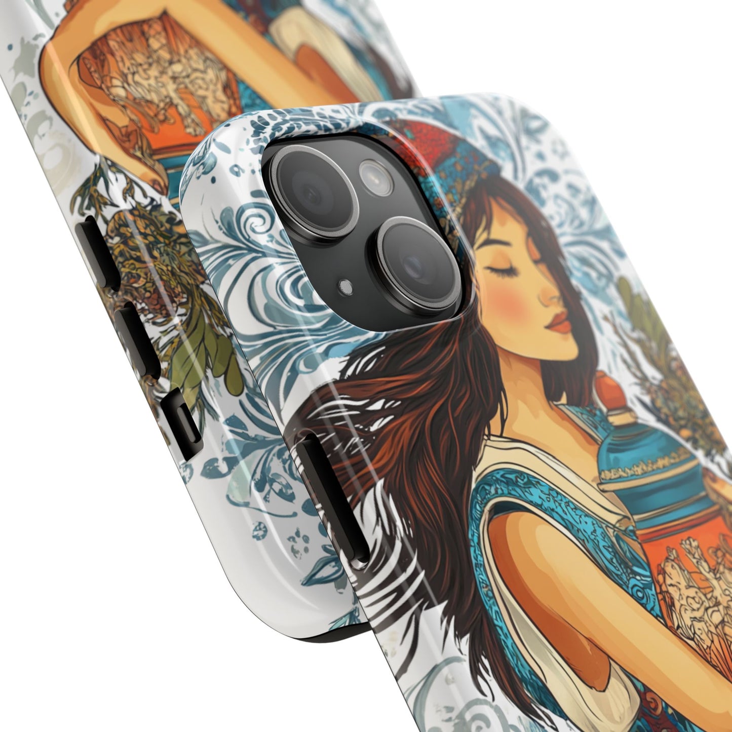 Aquarius Zodiac Phone Case – Impact-Resistant, Polycarbonate Shell, TPU Lining, Wireless Charging Compatible, Glossy Finish, Shockproof Design