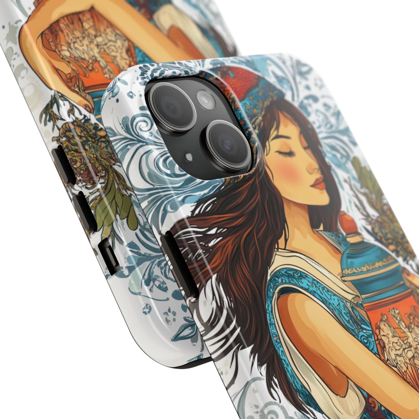 Aquarius Zodiac Phone Case – Impact-Resistant, Polycarbonate Shell, TPU Lining, Wireless Charging Compatible, Glossy Finish, Shockproof Design