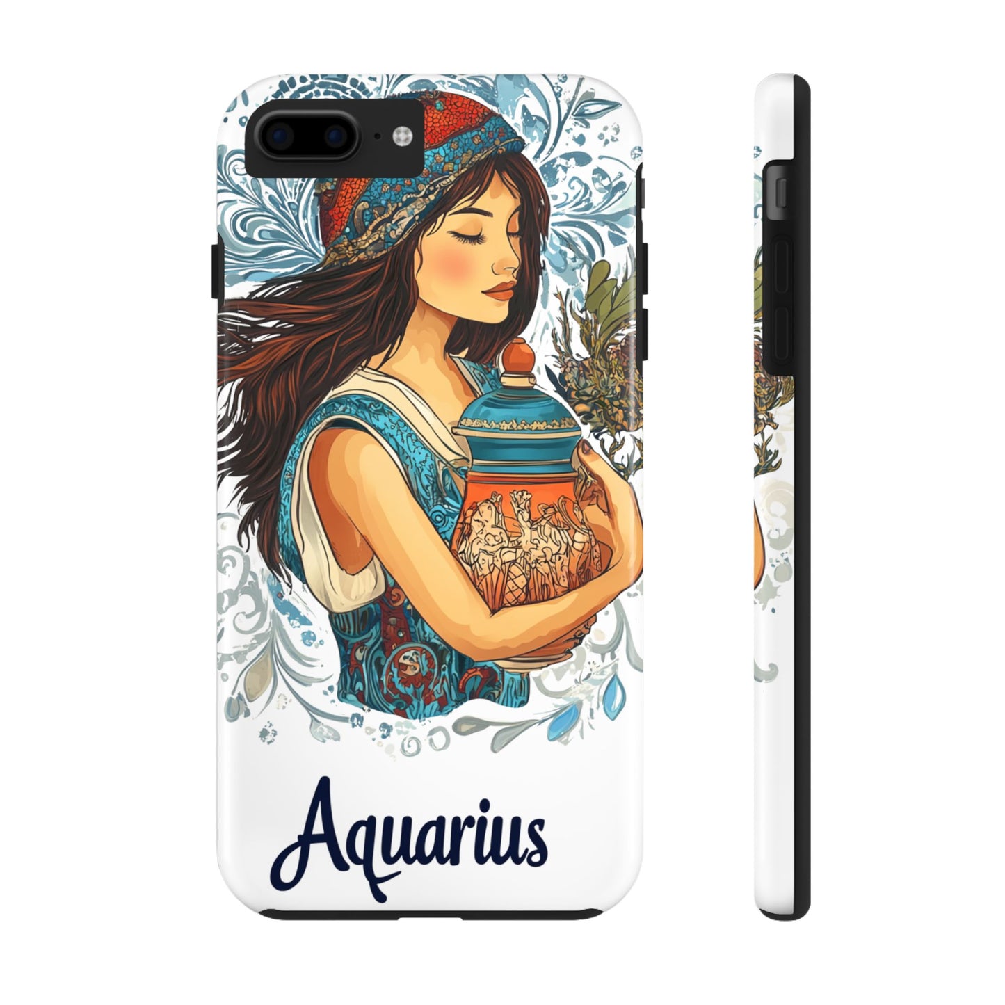Aquarius Zodiac Phone Case – Impact-Resistant, Polycarbonate Shell, TPU Lining, Wireless Charging Compatible, Glossy Finish, Shockproof Design