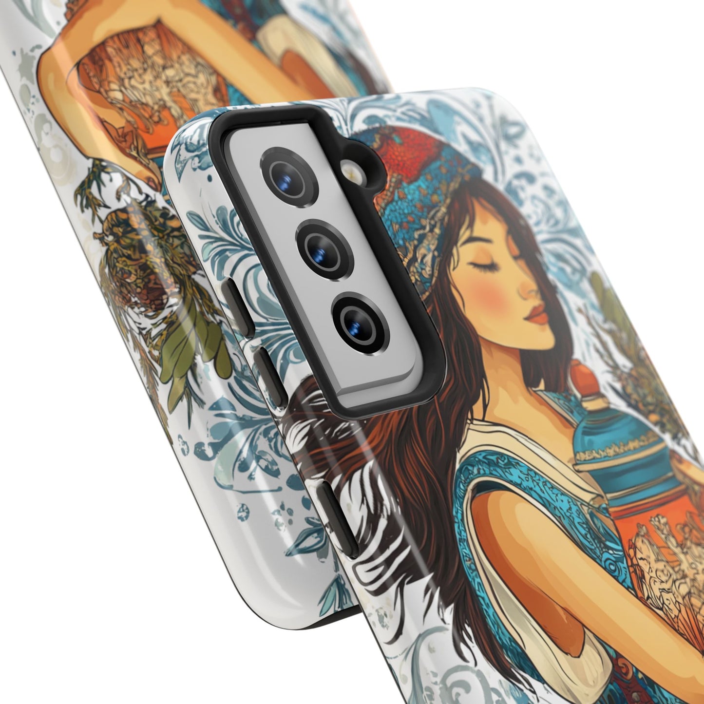 Aquarius Zodiac Phone Case – Impact-Resistant, Polycarbonate Shell, TPU Lining, Wireless Charging Compatible, Glossy Finish, Shockproof Design