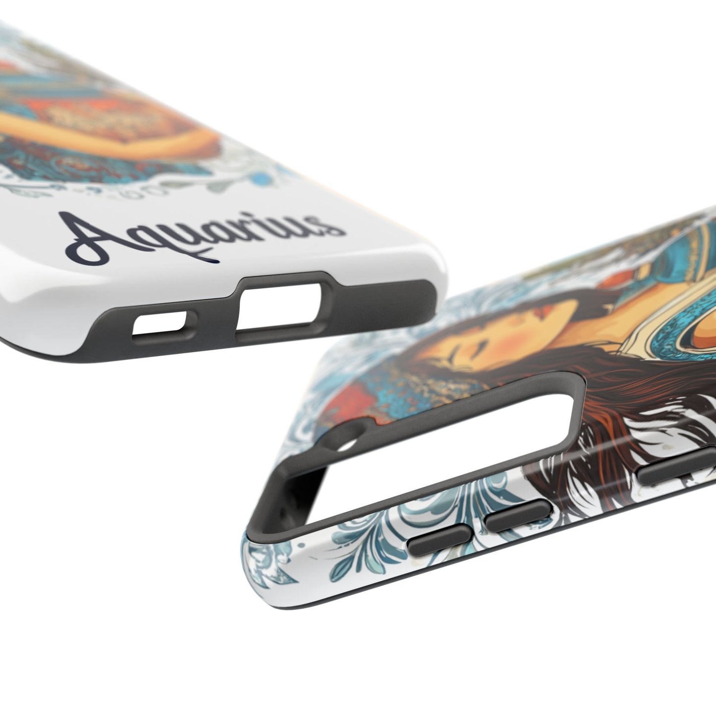 Aquarius Zodiac Phone Case – Impact-Resistant, Polycarbonate Shell, TPU Lining, Wireless Charging Compatible, Glossy Finish, Shockproof Design