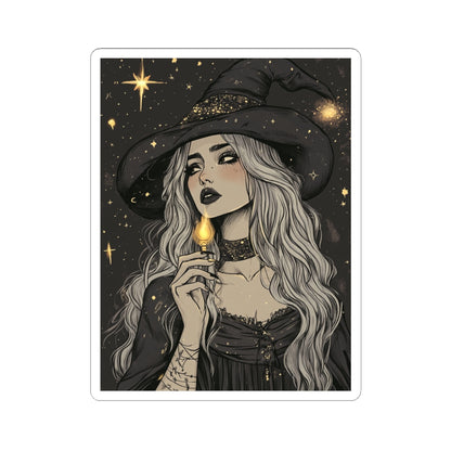 Astrology Witch Girl Sticker | Durable Vinyl | Cosmic Witch Decor | Perfect for Indoor Spaces | Quick & Bubble-Free Application