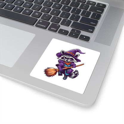 Goblin-Core Raccoon Witch Sticker | Durable Vinyl | Magical Creature Decor | Perfect for Indoor Spaces | Quick & Bubble-Free Application