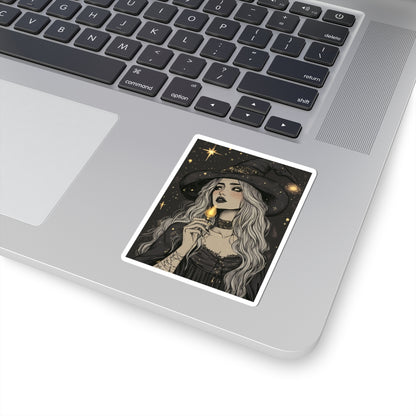 Astrology Witch Girl Sticker | Durable Vinyl | Cosmic Witch Decor | Perfect for Indoor Spaces | Quick & Bubble-Free Application