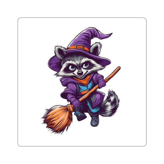 Goblin-Core Raccoon Witch Sticker | Durable Vinyl | Magical Creature Decor | Perfect for Indoor Spaces | Quick & Bubble-Free Application