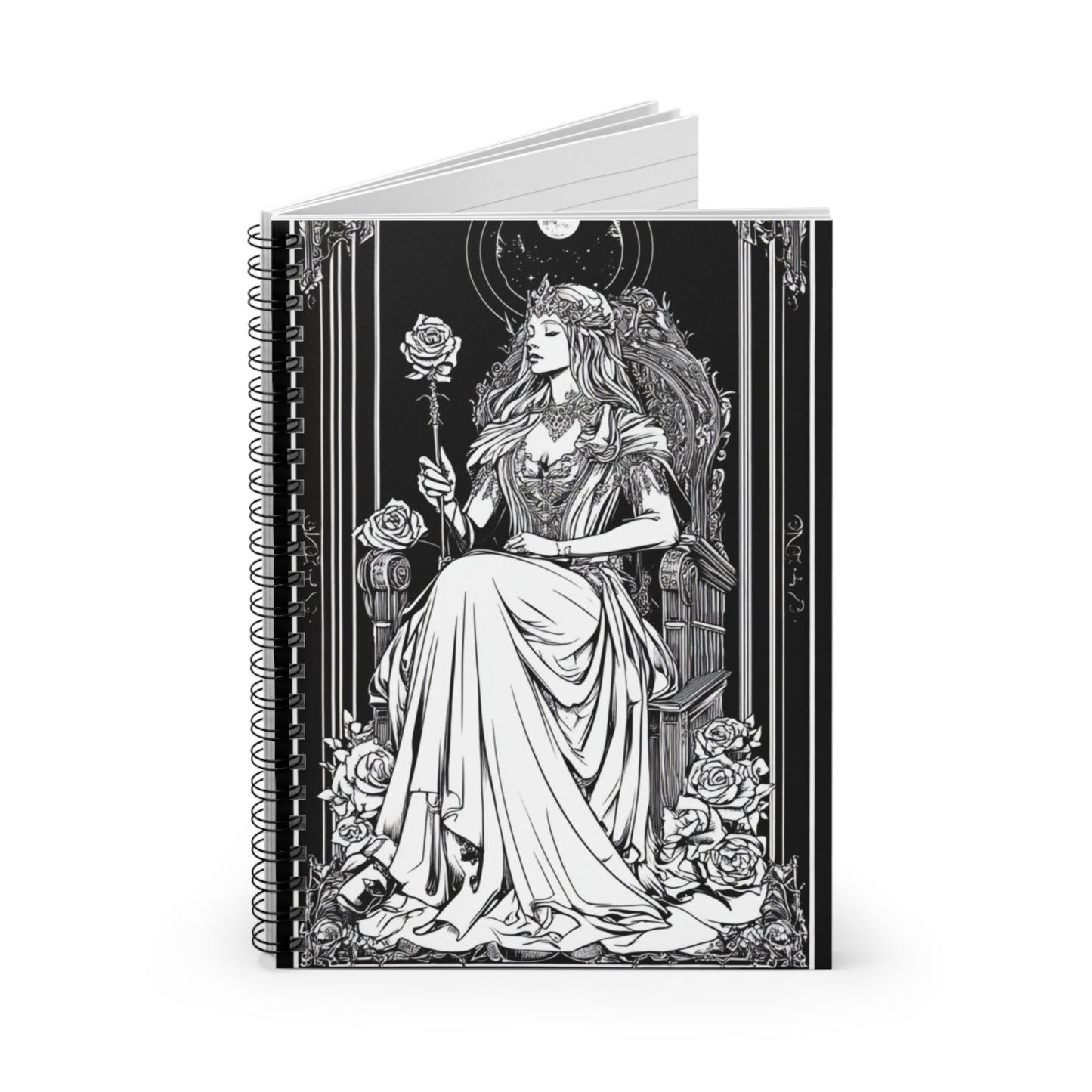 Ruled Line Spiral Notebook - The High Priestess Themed Note Book